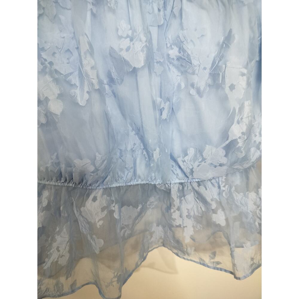 5399)Marc New York L Coquette Ruffle Blue See Through Lined Bodice Blouse - Picture 7 of 10